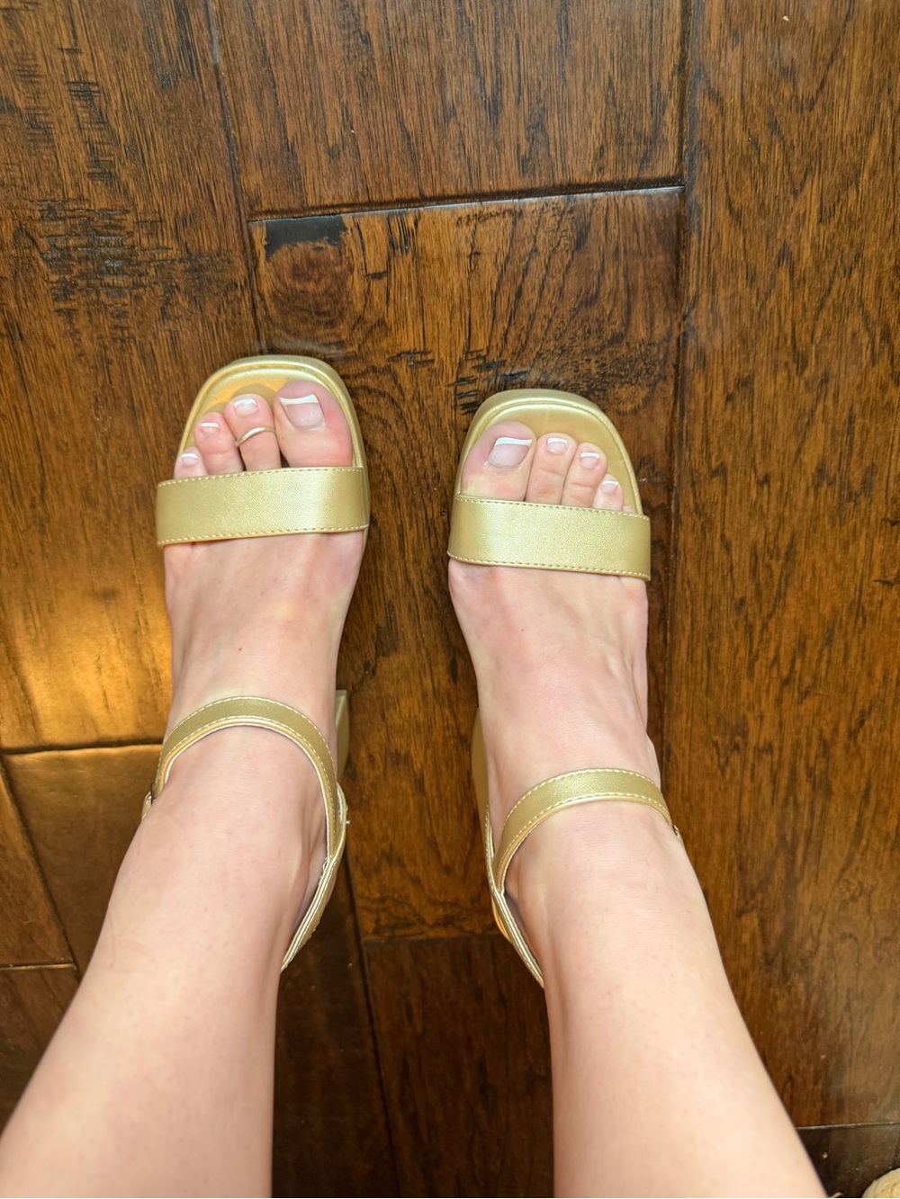 Dream Pairs Gold Square-Toe Block Heel Sandals
